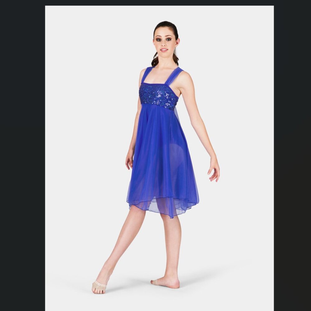 Double Platinum blue ballet dancewear costume leotard dress size small